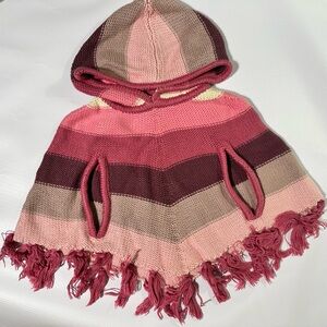 Baby Gap Girls Pink Poncho Knit Sweater Coat M/l